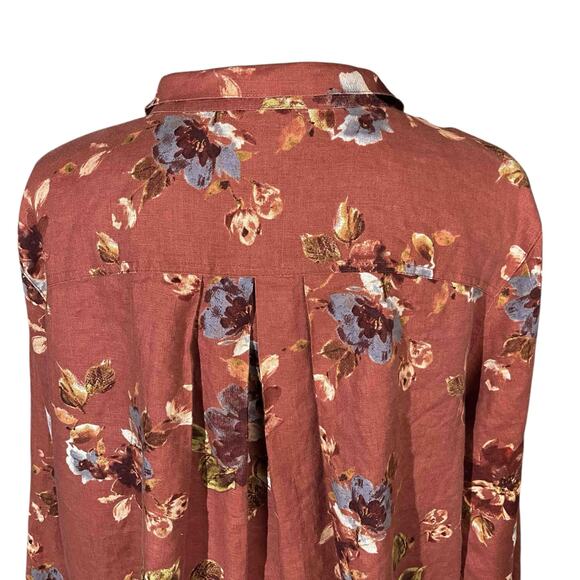 John Mark Tunic Style Rust Floral Button Front Shirt Size 2X - Picture 6 of 12